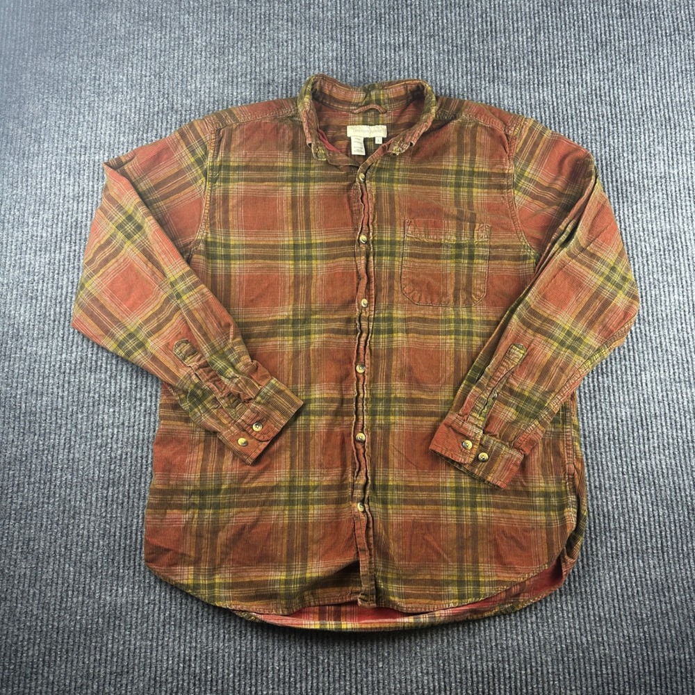 Territory Ahead Mens Large Red Plaid Corduroy Long Sleeve Button Down Shirt L - Picture 3 of 9